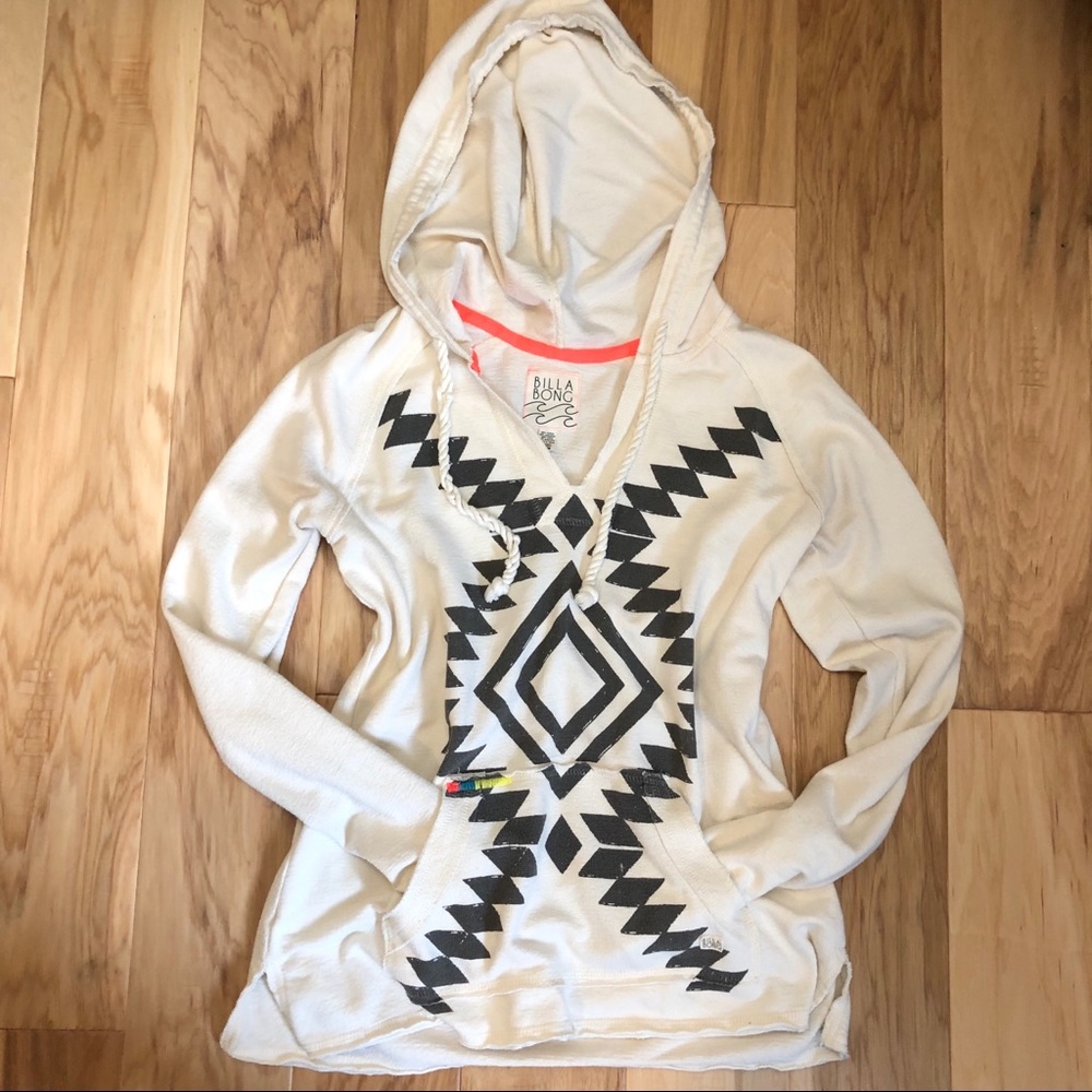 Billabong cream tribal print hoodie